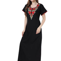 Be You Black Embroidered Maxi Nightdress