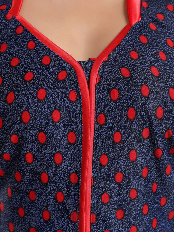 Be You Polka Dots Printed Satin Maxi Nightdress