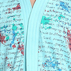 Be You Letter Print Blue Typography Cotton Drawstring Knee Length Bath Robe
