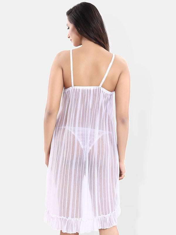 Be You Self Design Shoulder Straps Net Baby Doll With Brief