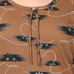 Be You Brown Printed Maxi Nightdress