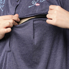 Be You Blue Embroidered Maxi Nightdress