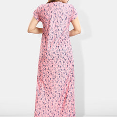 Be You Floral Printed Round Neck Satin Maternity Maxi Nightdress