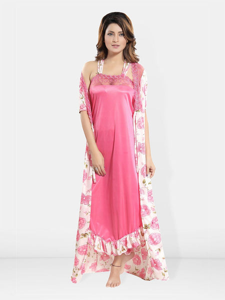 Be You Shoulder Straps Satin Maxi Nightdress & Rope