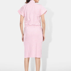 Be You Peach Striped Cotton Drawstring Knee Length Bath Robe-2XL