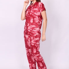 Be You Women Tie-Dye Print Top & Pyjama Night Suit