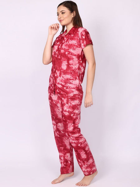 Be You Women Tie-Dye Print Top & Pyjama Night Suit