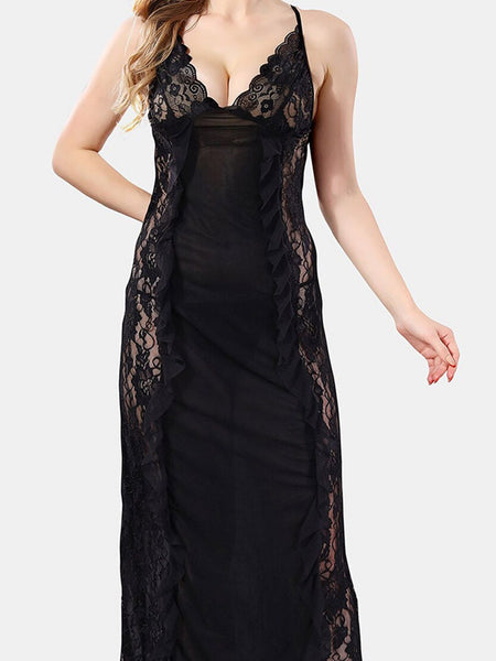 Be You Self Design Shoulder Straps Net Baby Doll With Briefs