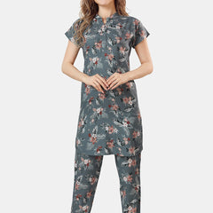 Be You Printed Kurta With Pyjama Night Suit