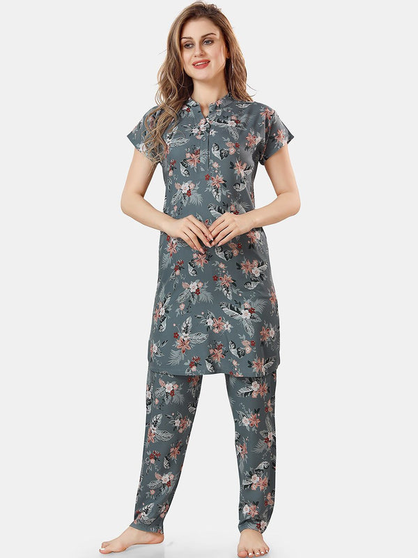 Be You Printed Kurta With Pyjama Night Suit