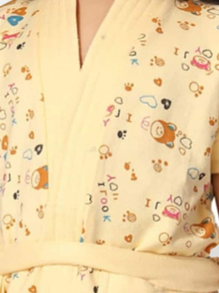 Be You Girls Printed Terry Cotton Water Absorbent Bath Robe With Belt