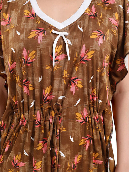 Be You Floral Printed Satin Maxi Kaftan Nightdress