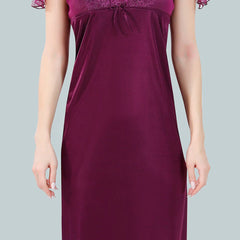 Be You Square Neck Lace Up Details Satin Maxi Nightdress With Robe