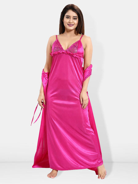 Be You 6 Pieces Satin Maxi Nightdress