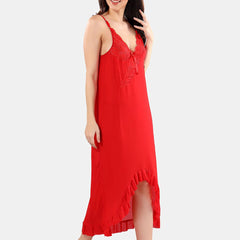 Be You Net Self Design Baby Doll High-Low Dress With Thong
