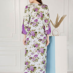 Be You Floral Printed Shoulder Straps Satin Maxi Nightdress With Robe