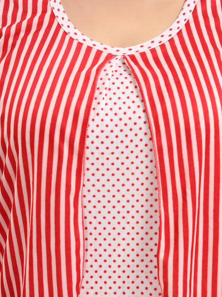 Be You Striped Satin Maternity Night Suit