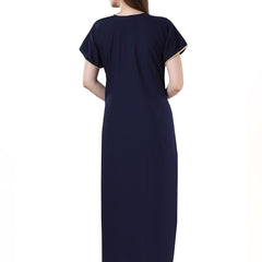 Be You Navy Blue Embroidered Maxi Nightdress