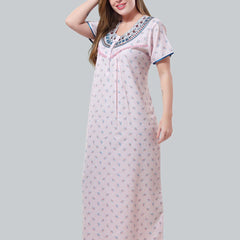 Be You Pink Embroidered Maxi Nightdress