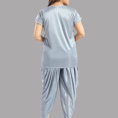 Be You Grey 6 Piece Satin Maxi Nightdress