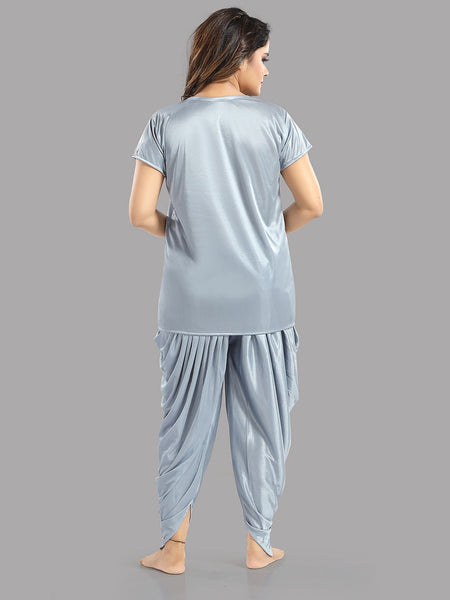 Be You Grey 6 Piece Satin Maxi Nightdress