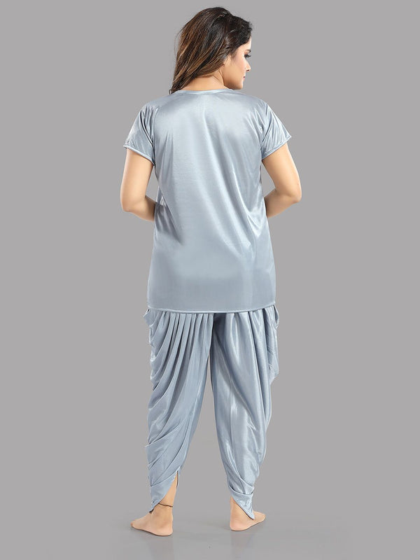 Be You Grey 6 Piece Satin Maxi Nightdress