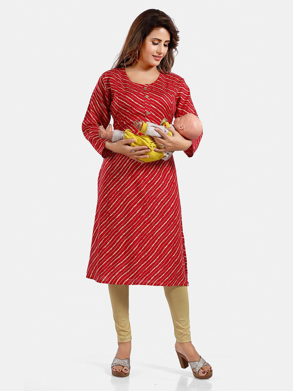 Be You Leheriya Printed Round Neck Kurta