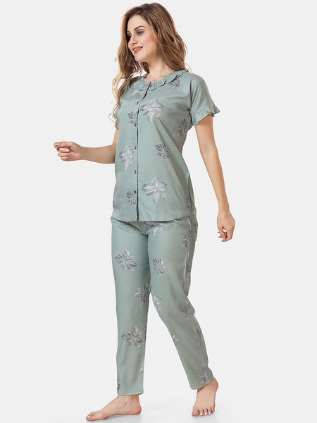 Be You Floral Printed Shirt And Pyjama Night Suit