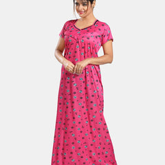 Be You Floral Printed Satin Maternity Maxi Sweat Nightdress