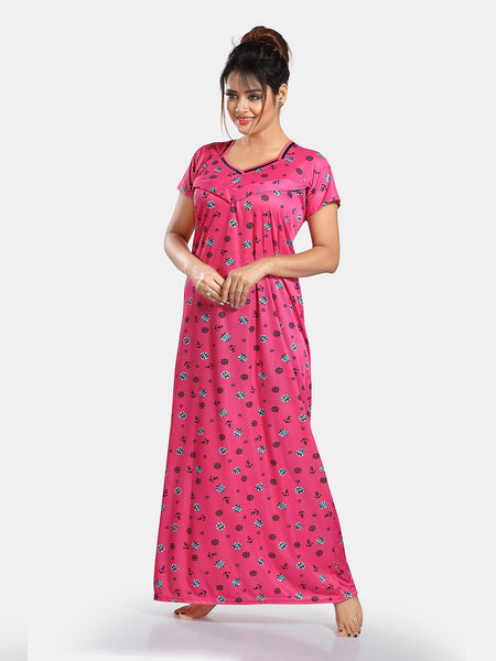 Be You Floral Printed Satin Maternity Maxi Sweat Nightdress