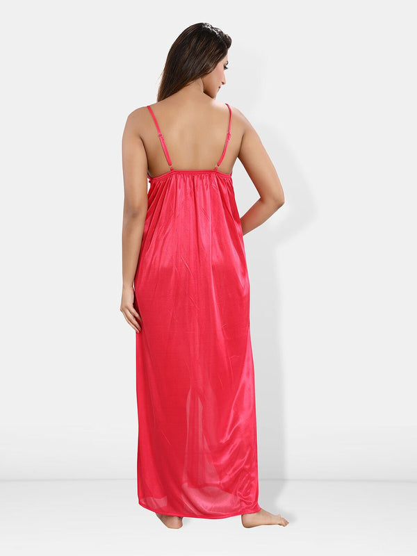 Be You Shoulder Straps Satin Maxi Nightdress With Robe