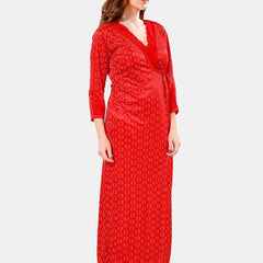 Be You V Neck Lace Satin Maxi Nightdress With Robe
