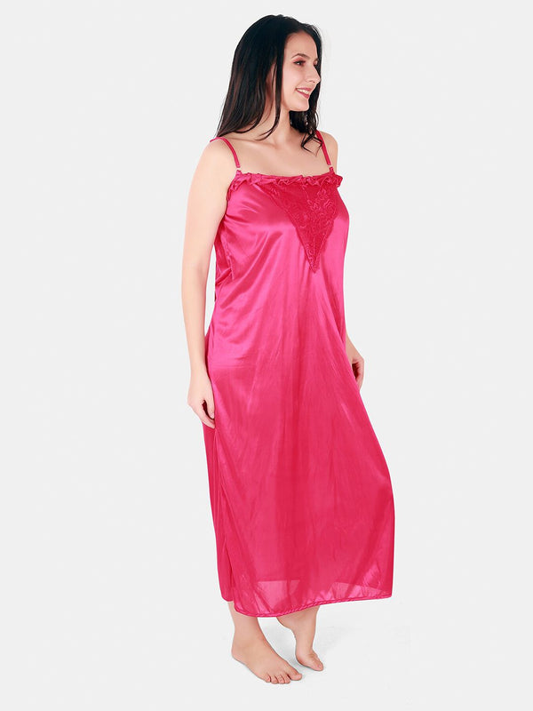 Be You Floral Lace Shoulder Straps Satin Maxi Nightdress With Robe