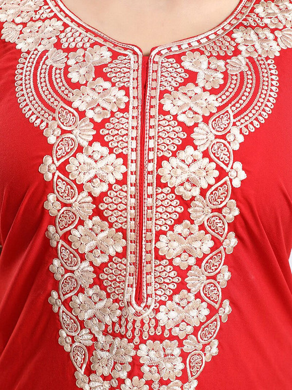 Be You Ethnic Motifs Embroidered Maxi Nightdress
