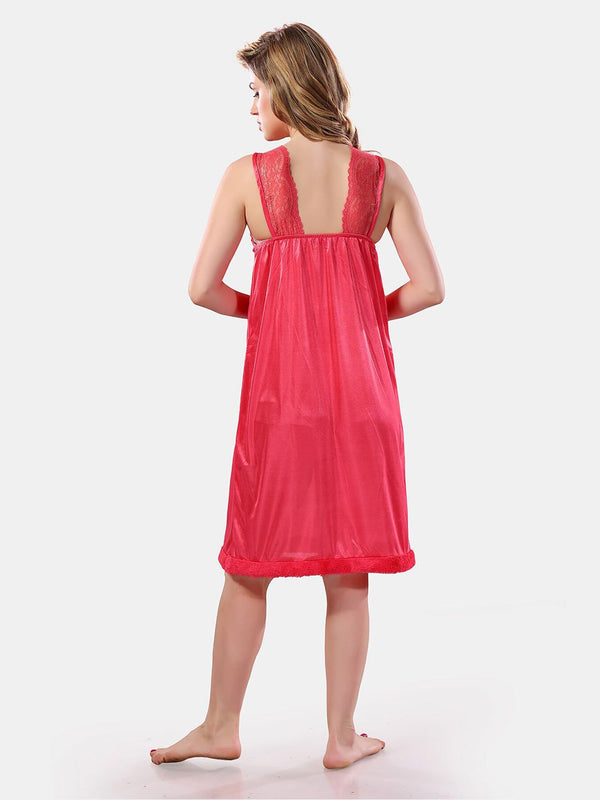 Be You V-Neck Lace Up Details Satin Maxi Nightdress With Robe