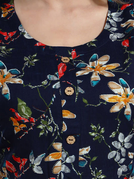 Be You Floral Printed Maternity Straight Kurta