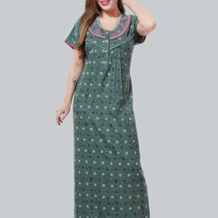 Be You Green Embroidered Maxi Nightdress