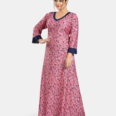 Be You Floral Printed V-Neck Satin Maxi Nightdress