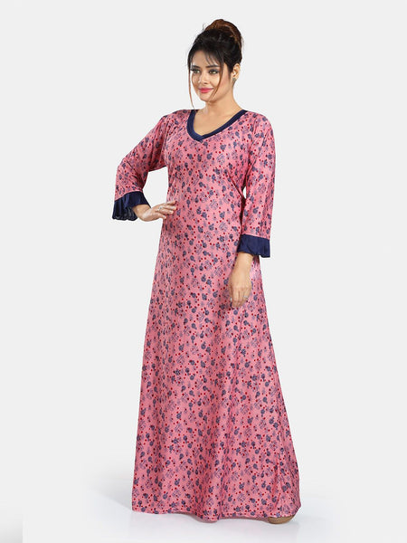 Be You Floral Printed V-Neck Satin Maxi Nightdress
