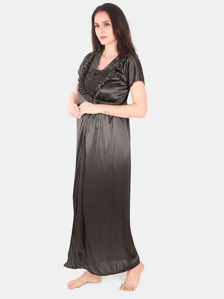 Be You Floral Lace Satin Maxi Nightdress With Robe