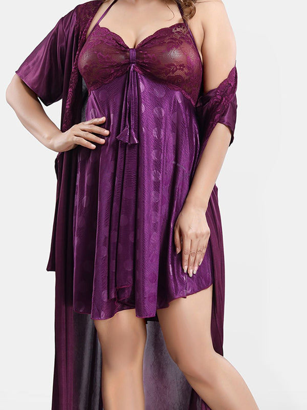 Be You Satin Wrap Nightdress With Robe