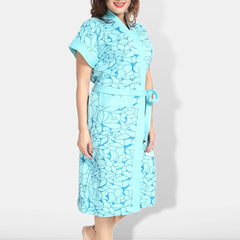 Be You Women Printed Cotton Anti-bacterial Super Soft Bath Robe With Belt