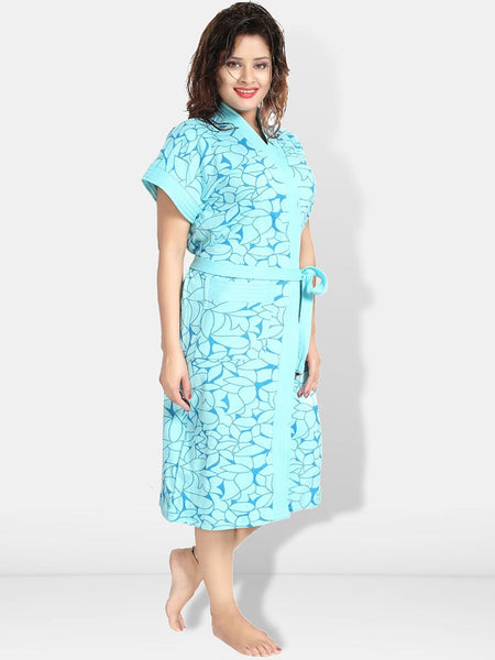 Be You Women Printed Cotton Anti-bacterial Super Soft Bath Robe With Belt
