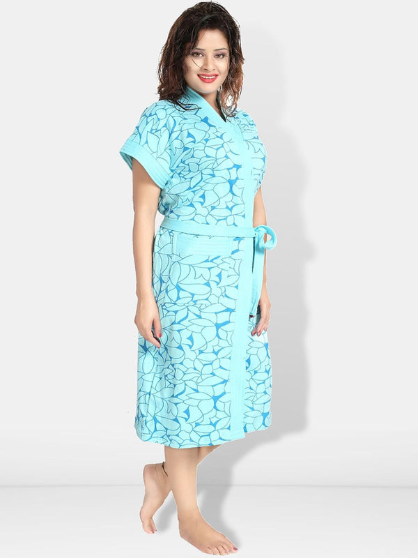Be You Women Printed Cotton Anti-bacterial Super Soft Bath Robe With Belt