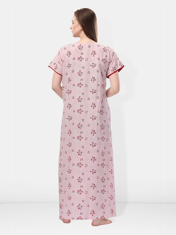 Be You Floral Printed Embroidered Maxi Nightdress