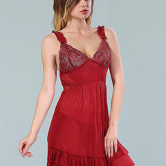 Be You Maroon Net Baby Doll