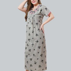 Be You Grey Embroidered Maxi Nightdress