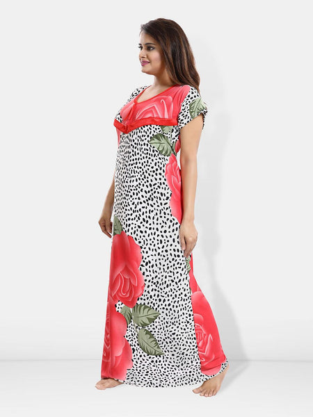 Be You Printed Satin Maternity Feeding Maxi Nightdress