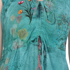 Be You Women Turquoise Blue Printed Maxi Nightdress BUF-GOWN-2361