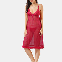 Be You Shoulder Strap Net Maxi Nightdress With Satin Robe